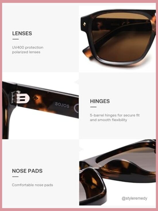 Retro Square Polarized Aviator Sunglasses with UV400 TAC Lenses main image 6